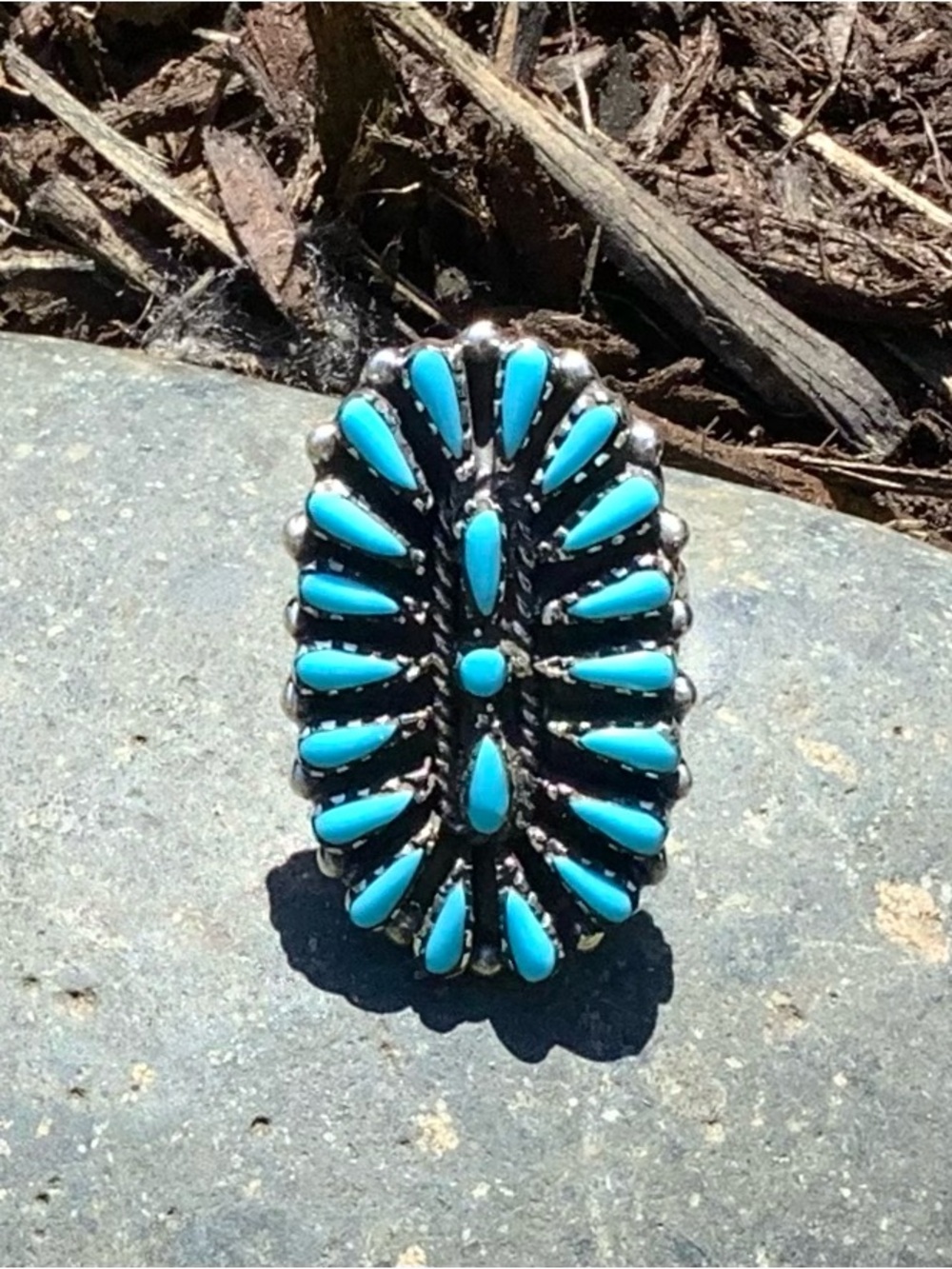 Petite Point Cluster Turquoise Sterling Ring